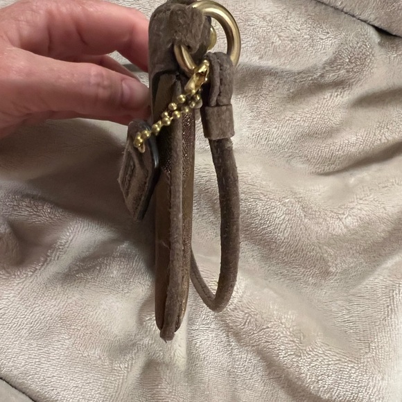 COACH Wristlet Signature Canvas & Suede Beaded Accent Wristlet